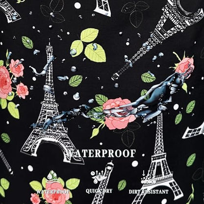 Retro Eiffel Tower Laundry Basket Oxford Cloth Foldable Hamper 18.9x16.5 In - color: Eiffel Tower and Rose Flowers