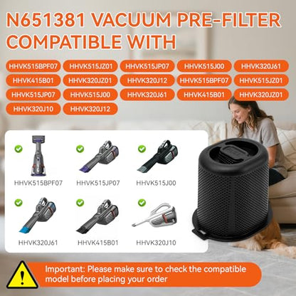 N651381 Vacuum Pre-Filter & 2 Pcs HHVKF10 Filter Replacement, Washable