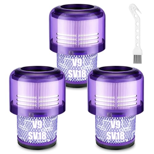 Lemige 3 Pack V9 SV18 Vacuum Filter Replacement Parts for Dyson V9 Motorbar - size: V9 SV18-3 P-3.38*4.56 IN