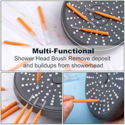 15 Pcs Shower Head Cleaning Brush, Showerhead Cleaner Picks, Nylon Interdental Brush, Shower Cleaner Tiny Brushes for Cleaning Shower Head (Orange)