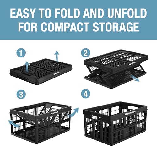 CleverMade Collapsible Utility Crate (Recycled) - 45L - Obsidian (3PK) - color: Obsidian, size: 45L - 3 Pack
