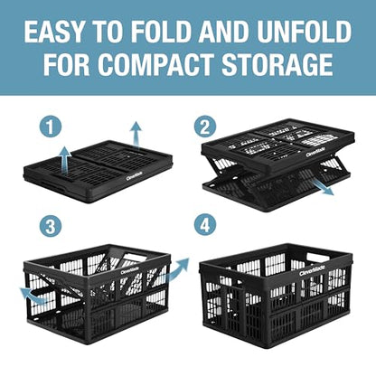 CleverMade Collapsible Utility Crate (Recycled) - 45L - Obsidian (3PK) - color: Obsidian, size: 45L - 3 Pack