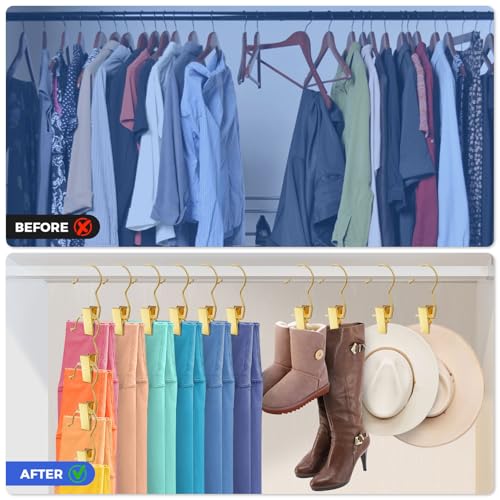 30 Pack Gold Hangers for Closet, Clips Hangers with Hooks, Clothes Pin - color: Gold, size: 30pcs