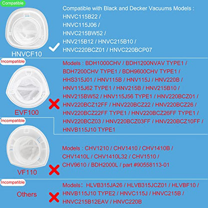 HNVCF10 Replacement Filters, Compatible with Black and Decker Vacuums - size: 6 Pack