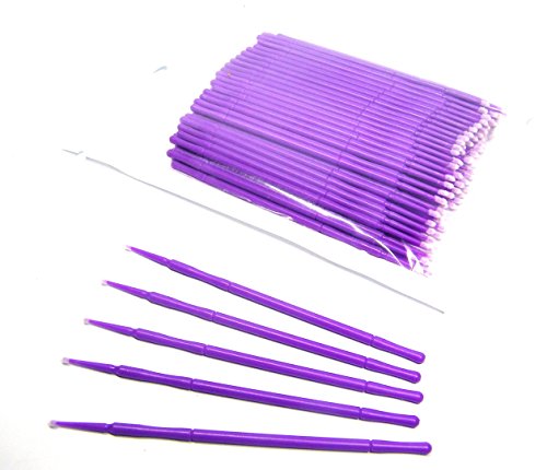 100 1.5mm Fine Touch Up Micro Brush Applicator for Detail Painting, Cleaning, Gluing - Auto, Marine, Crafts, Model Making, Cosmetics - Purple