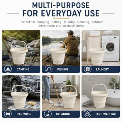 Folding Bucket, Water Bucket, 5L, 10L, Thick, Multi-Functional, Convenient, Foot Bath, Square, Stylish, Camping, Laundry, car wash, Foot Bath, Fishing (Grey-5L) - color: Grey-5l