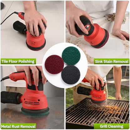 5 Inch Hook and Loop Scuff Discs, 10Pcs 320-400 Grit Scouring Pads - color: Red 10pcs