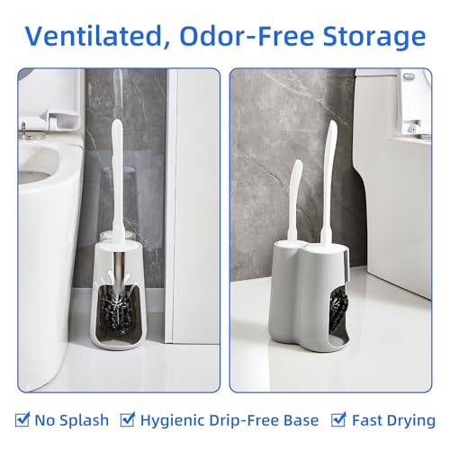 Toilet Brush and Holder Set with Pumice Stone Toilet Bowl Cleaner - color: Gray