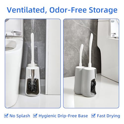 Toilet Brush and Holder Set with Pumice Stone Toilet Bowl Cleaner - color: Gray