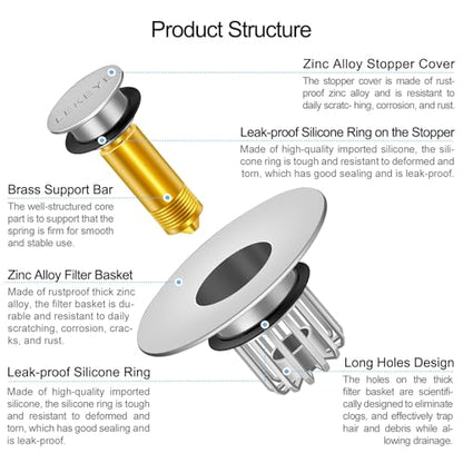LEKEYE Bathroom Sink Stopper | Shower Drain Hair Catcher | Pop-up Sink Drain Stopper with Strainer | Bathroom Sink Plug for 1-1/8 to 1-1/2" Sink Drain Hole- Pearl Chrome