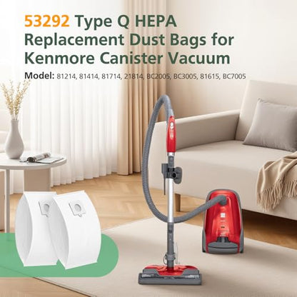10 Pack 53292 Type Q/C HEPA Vacuum Bags for Kenmore 53292 Canister Vacuum