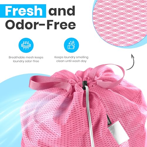 Handy Laundry Mesh XL Laundry Bag 24"x36" with Shoulder Strap, Pink - color: Pink, size: 1-Pack
