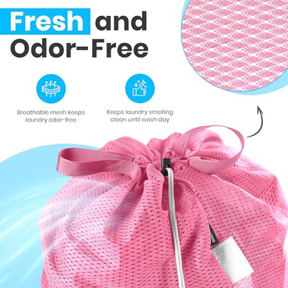 Handy Laundry Mesh XL Laundry Bag 24"x36" with Shoulder Strap, Pink - color: Pink, size: 1-Pack