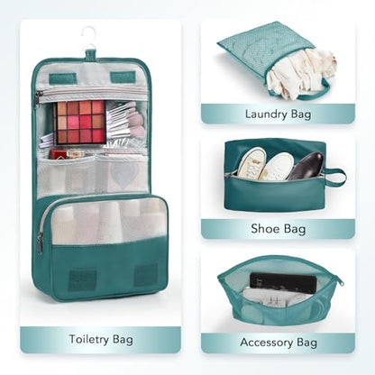 OlarHike 10 Set Compression Packing Cubes for Travel Essentials,Compressible Expandable Space Saver Bags for Organizing Clothes,Luggage Garment Bags with Over 1000 pcs Mesh Holes(Dark Blue Green) - color: Dark Blue Green