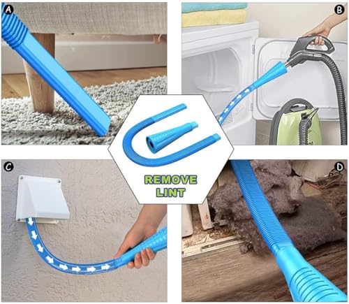 Sealegend 15-Piece 25-Feet Dryer Vent Cleaner Kit, Dryer Cleaning Tools, Omnidirectional Dryer Lint Vacuum Attachment, Dryer Vent Brush, Universal Vacuum & Dryer Adapters (Blue) - size: 25 feet