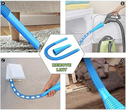Sealegend 15-Piece 25-Feet Dryer Vent Cleaner Kit, Dryer Cleaning Tools, Omnidirectional Dryer Lint Vacuum Attachment, Dryer Vent Brush, Universal Vacuum & Dryer Adapters (Blue) - size: 25 feet
