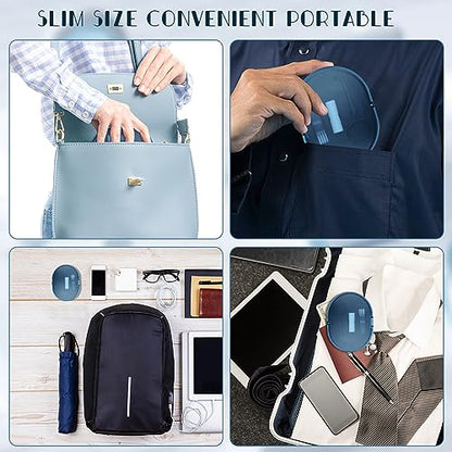New Double-layer Retainer Storage Case with Belt Chewing,Removal Tool,Cleaning Brush,Built in Mirror Orthodontic Retainer Case - color: blue