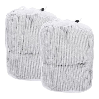 uxcell 2Pcs Mesh Laundry Bag, 15.7x11.8" Large Drawstring Net Laundry Bag Coarse Mesh for Washing Machine for College, Dorm, Travel, Family and Apartment Residents, White - size: S