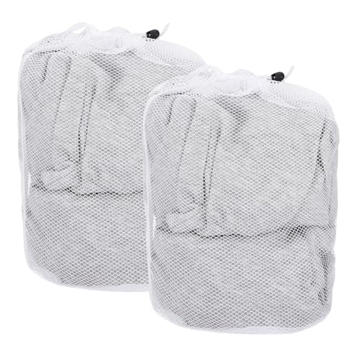 uxcell 2Pcs Mesh Laundry Bag, 15.7x11.8" Large Drawstring Net Laundry Bag Coarse Mesh for Washing Machine for College, Dorm, Travel, Family and Apartment Residents, White - size: S
