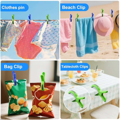 Large Beach Towel Clips for Beach Chair, 8 PCS Heavy-Duty Plastic Clothes Pins, Towel Clips for Beach Chairs Cruise-Keep Your Towel from Blowing Away, Vacation Beach Must Have Beach Chair Clips - color: Blue-green