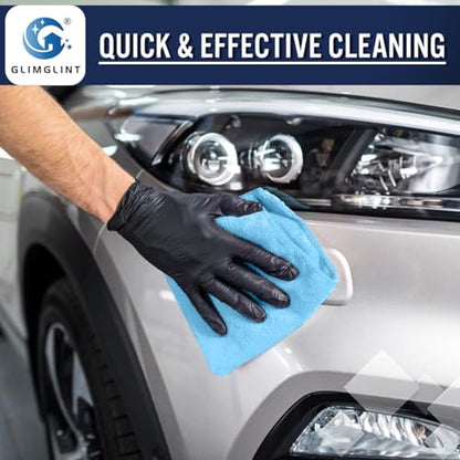 GLIMGLINT Microfiber Cleaning Cloth, 150 Pack Towels for Cars 14 X12 Inch - color: Blue
