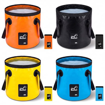 4 Pcs Collapsible Bucket with Handle 5 Gallon(20L) Foldable Water Container Folding Water Bucket Portable Folding Camp Wash Basin for Outdoor Travelling Camping Hiking Fishing Car Washing