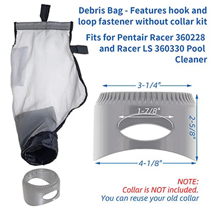 360240 Racer Pool Cleaner Debris Bag Kit/with Hook & Loop Fastener, for Pentair Automatic Pool Cleaner Replacement Parts 360228 & LS 360330 Pool Cleaner Pentair Rover Vacuum Bag (2 Pack)