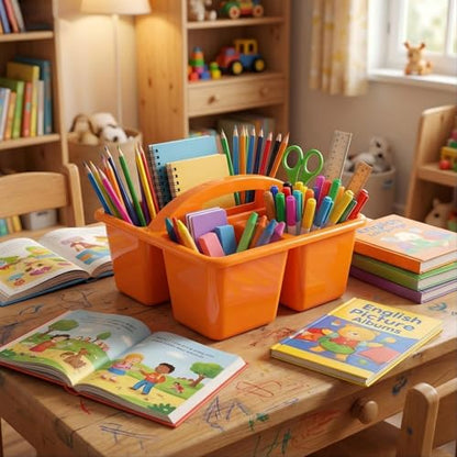 Kathfly 4 Pack Classroom Caddy Organizer with Handle Bulk, Blue Orange - color: Blue Orange