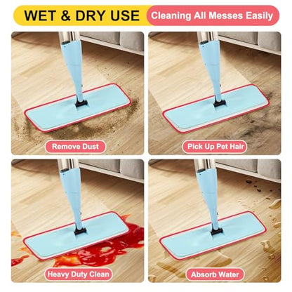 16.5 inch Reusable Mop Pads Microfiber Spray Mop Replacement Heads for Wet/Dry Mops Compatible with Bona Floor Care System (5 Pack) - color: Multicolor Mop Pads