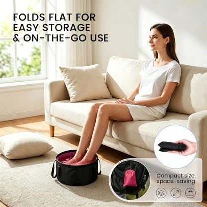 TRENDBOX Foldable Wash Basin Sink Water Bag Portable Mini 8.5L for Footbath Camping Hiking Outdoor Durable Design - color: Hot Pink