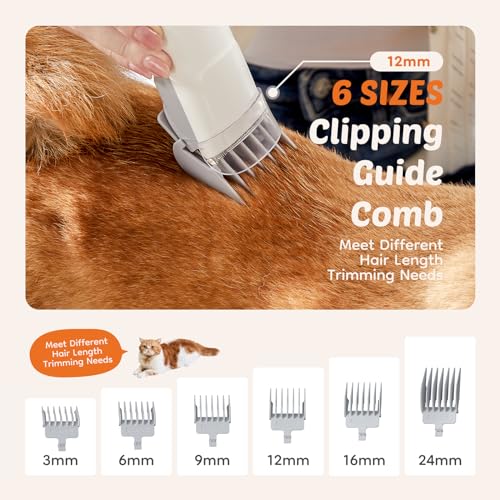 NEWBULIG Pet Grooming Vacuum Kit for Cats and Dogs, 3 Suction Modes - color: White, size: 13.2"×5.9"×8.1"