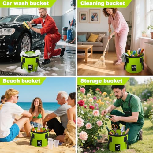 5 Gallon Collapsible Bucket with Handle Car Wash Bucket Cleaning Supplies - color: Lemon Green, size: 20L