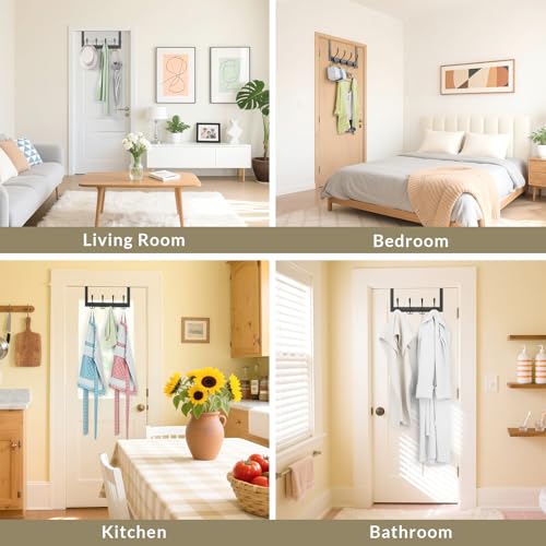 Heavy Duty Over The Door Towel Rack for Bathroom, Black Door Towel Hanger - color: Black