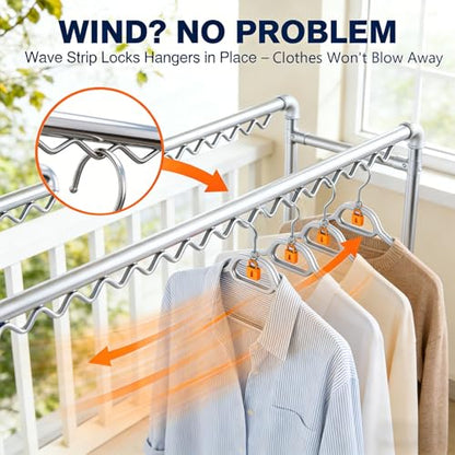 Clothes Drying Racks, 7.2ft Heavy Duty Standing Dry Racks with Hooks, Indoor Outdoor Balcony Laundry Clothing Hanger, High Capacity Blanket/Sheet/Shoes Dry Rack(Height 5.3ft/1.6m) - size: Height 5.3ft/1.6m