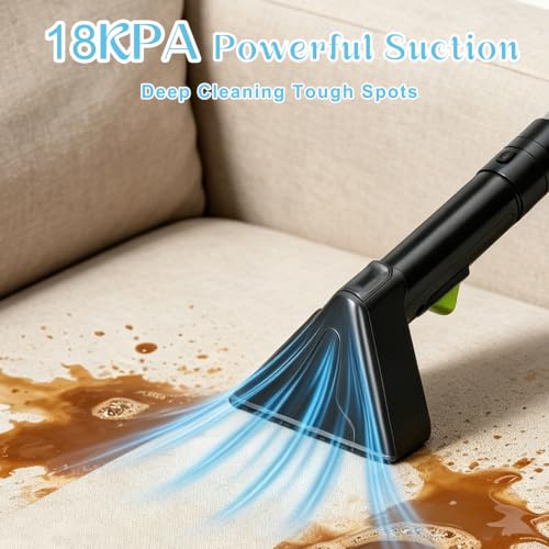 18Kpa Carpet Cleaner Machine, Portable Carpet and Upholstery Cleaning Machine, Deep Cleaning for Rugs, Couch, Car Interiors Stains, Pet & Family Friendly, 120V (GREEN) - color: GREEN