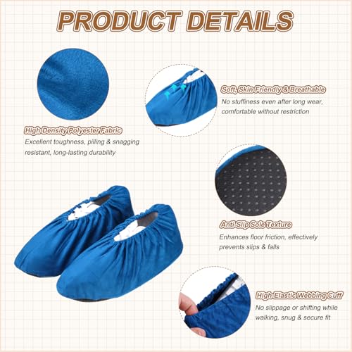 PATIKIL Reusable Shoe Covers, Non-Slip Shoe Protectors Covers Polyester Washable Foot Boot Covering - color: Sapphire Blue, size: 13 inch