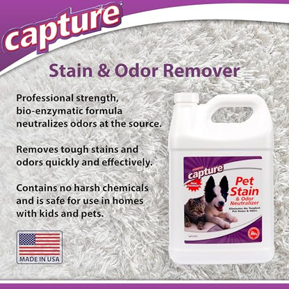 Capture Pet Stain & Odor Remover - Enzyme Pet Odor Eliminator - 1 Gallon - size: 128 Fl Oz (Pack of 1)