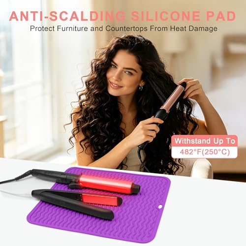 Oversize Silicone Heat Resistant Mat for Hair Tools - color: Purple