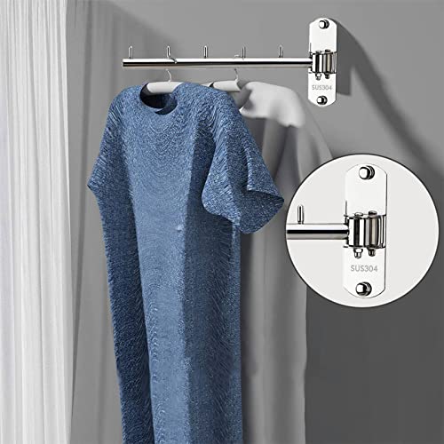 Folding Wall Mounted Clothes Hanger Rack with Swing Arm Stainless Steel Heavy Duty Coat Hook for Bathroom, Bedroom, Laundry Room- Silver - color: Silver