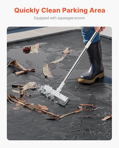 VEVOR Containment Mat, 7 ft 9 in x 18 ft, Non-Slip PVC Garage Floor Mat with a Cleaning Squeegee, Heavy Duty Durable Waterproof Containment Protection from Snow, Rain and Mud for Cars Parking, Black - size: 7 ft 9 in x 18 ft