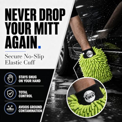 Microfiber Car Wash Mitt, Chenille Noodle Glove for Cars, Trucks, RVs, and Boats, Scratch-Free, Machine Washable, Reusable (1, Lime Green) - color: Lime Green