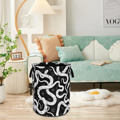 Snake Crawling Laundry Basket Foldable Oxford Cloth Hamper 18.9 x 16.5 Inch - color: Snake Crawling