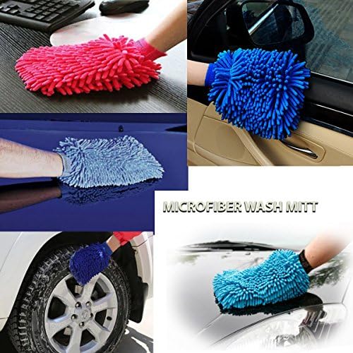 House Cleaning and Car Wash Mitts, Home Dusting Microfiber Gloves, Washing Clean Polish Faster (2-Pack, Green/Blue) - color: Green/Blue