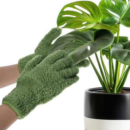Microfiber Dusting Gloves for Plants, Cleaning Houseplants Gloves - color: Dark Green