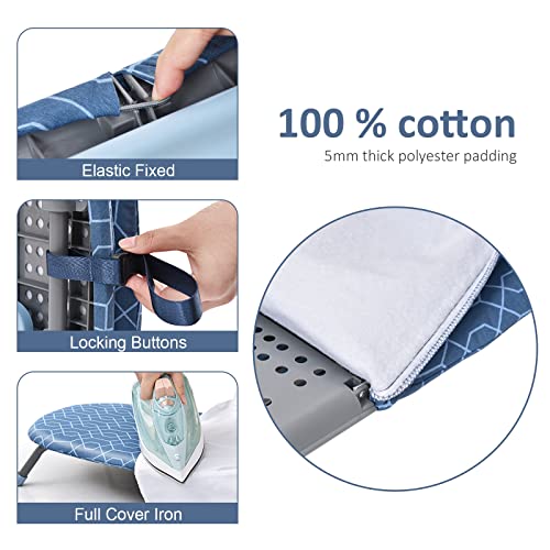 APEXCHASER Small Ironing Board Tabletop, Foldable mini Table top Iron Board - color: Light Blue