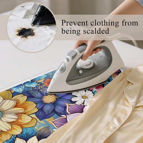 Ironing Mat Boho Flower Portable Ironing Pad Blanket for Table Top Heat Resistance Travel Small 32 x 16 Inch Foldable Lightweight Iron Mats for Washer and Dryer - color: Boho Flower