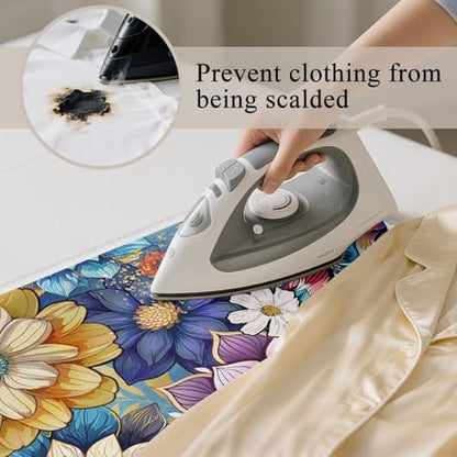 Ironing Mat Boho Flower Portable Ironing Pad Blanket for Table Top Heat Resistance Travel Small 32 x 16 Inch Foldable Lightweight Iron Mats for Washer and Dryer - color: Boho Flower