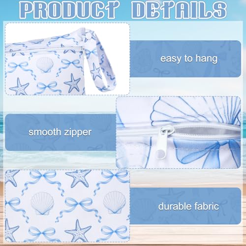Sanwuta 2 Pack Wet Dry Bags Waterproof Wet Bag, Sea Shells, Blue and White - color: Blue and White, style: Sea Shells