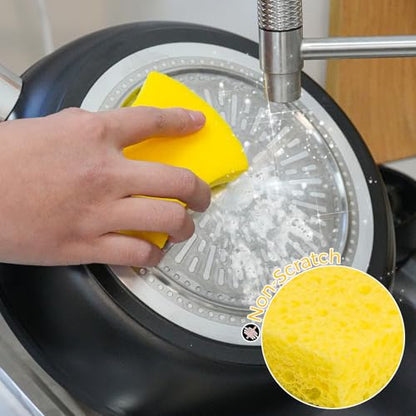 6-Pack Non-Scratch Kitchen Sponges – Durable Dish Sponges for Dishes, Pots, and Pans, Perfect for Cleaning Stainless Steel, Dishwashing, and More, Yellow - color: Yellow
