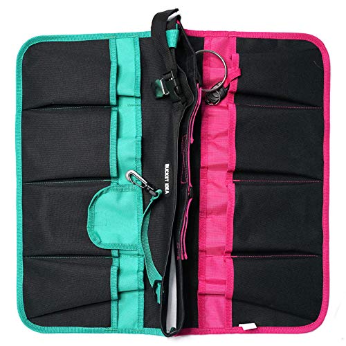 MELOTOUGH Bucket Caddy Organizer Bucket Tool Organizer for Garden Tools Fit 3.5 to 5 Gallon Bucket (Pink and Green) - color: Pink and Green